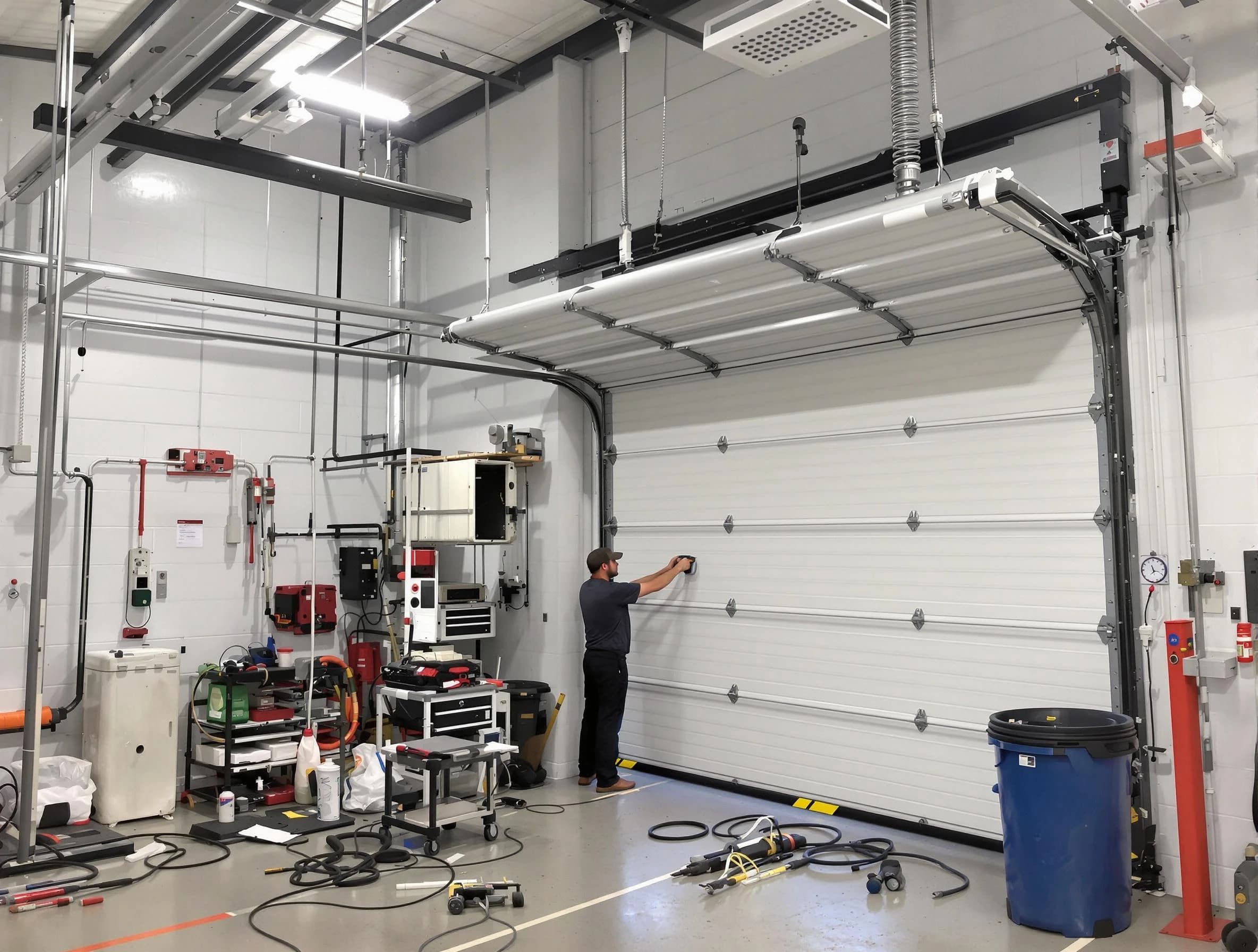 South Fulton Garage Door Repair certified technician performing commercial door repair at a South Fulton business facility