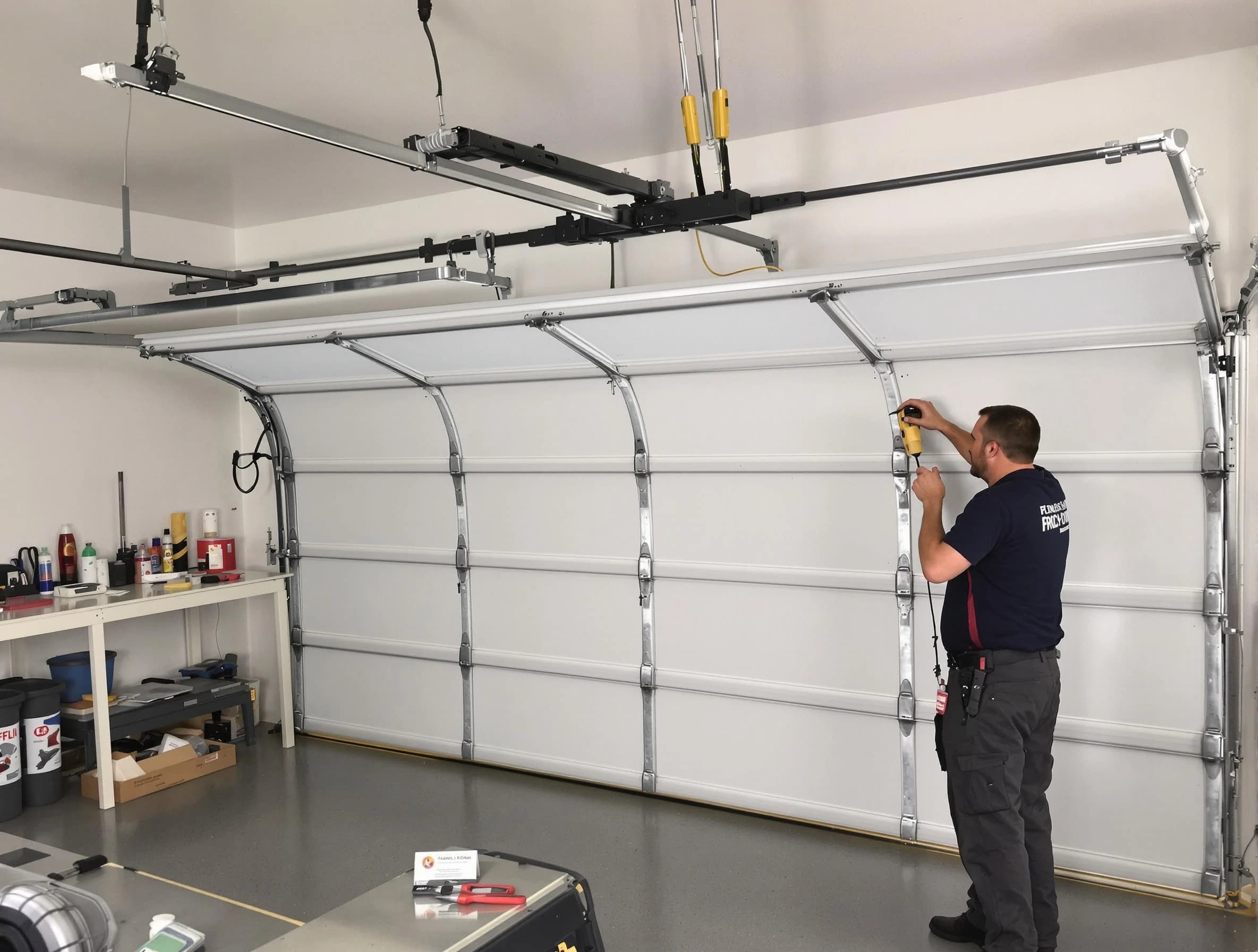 South Fulton Garage Door Repair certified technician performing overhead door system repair in South Fulton