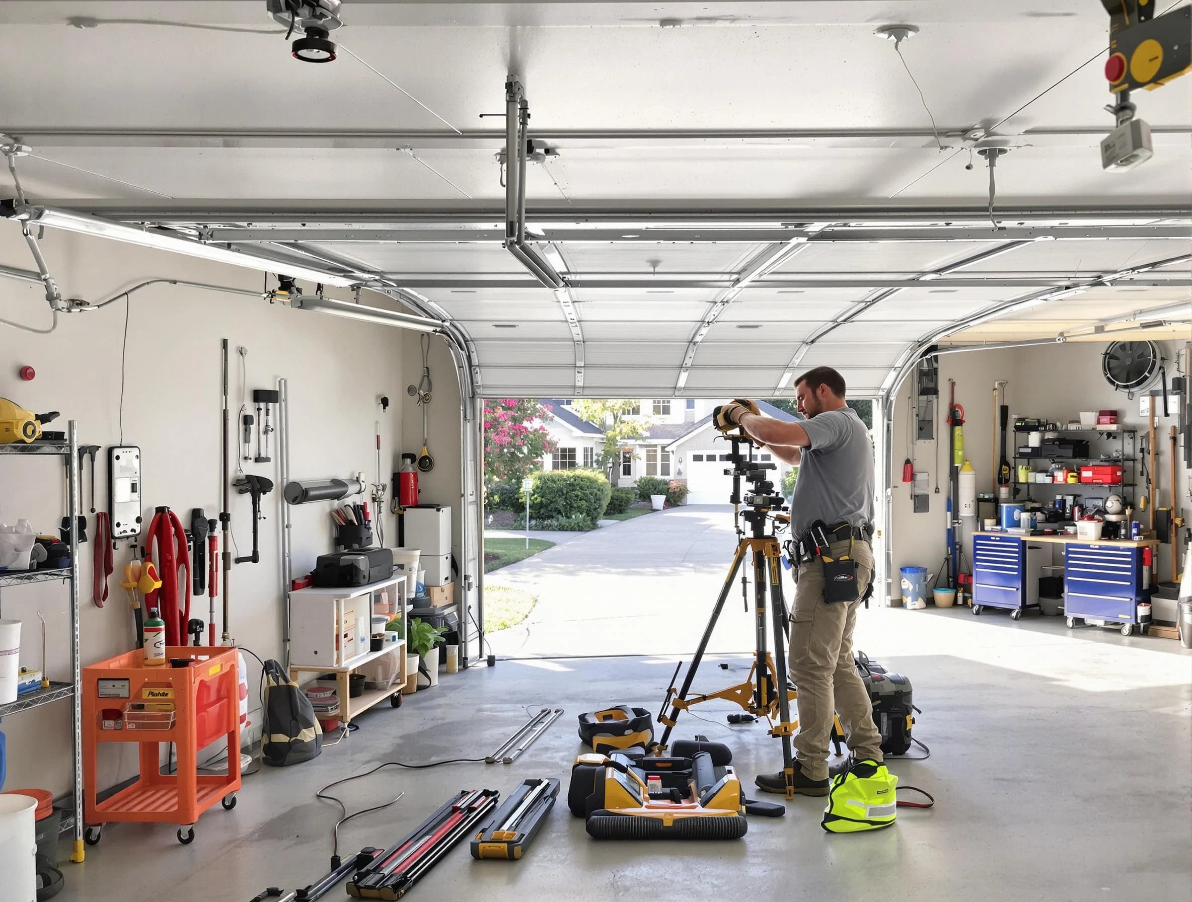 South Fulton Garage Door Repair specialist performing laser-guided track alignment in South Fulton