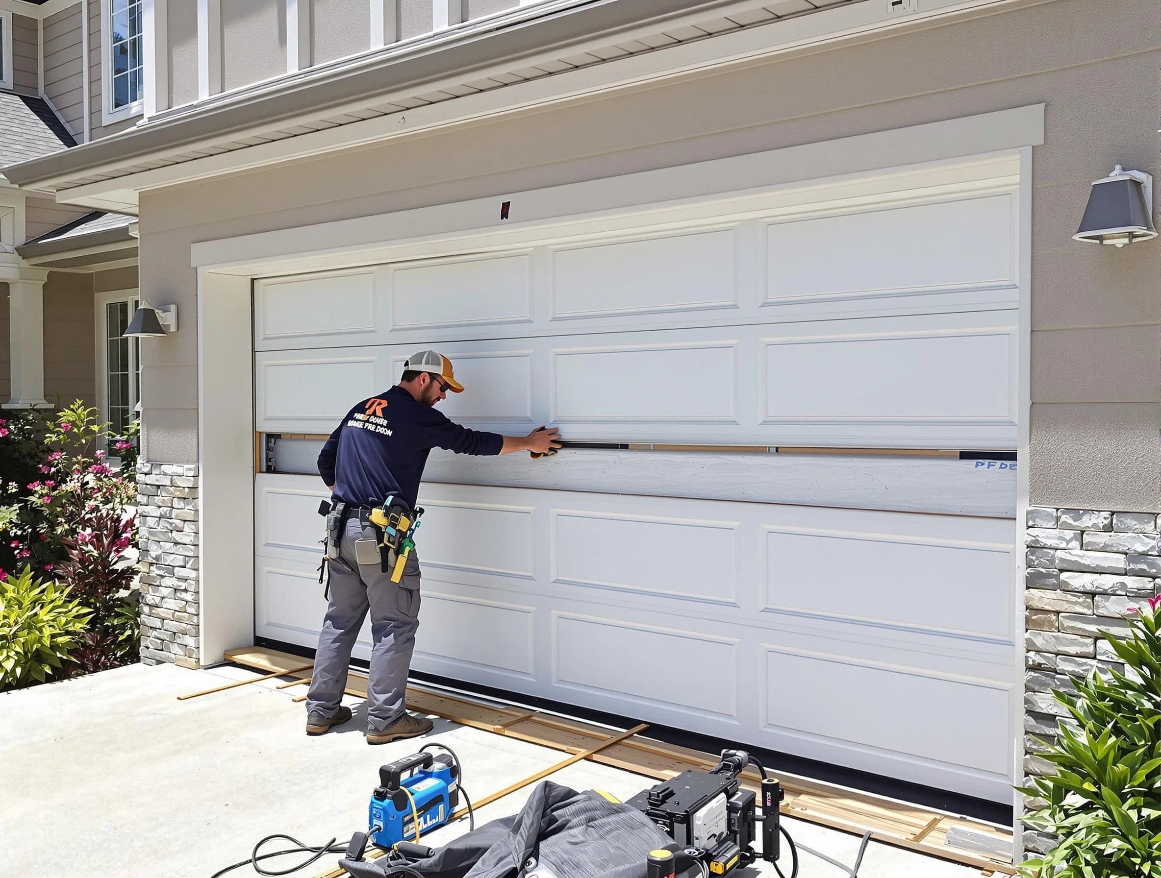 South Fulton Garage Door Repair team performing complete garage door replacement at South Fulton residence