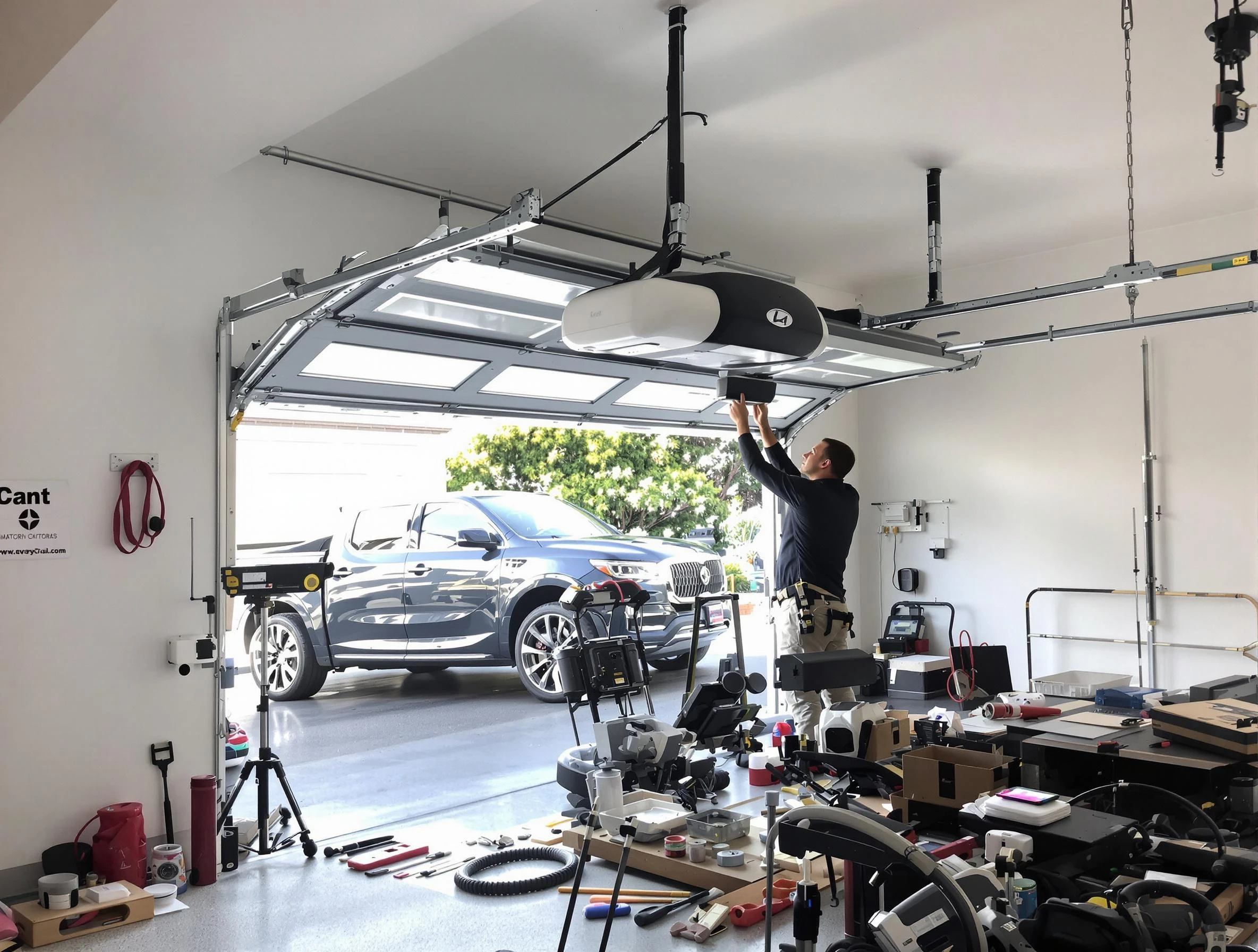 South Fulton Garage Door Repair specialist installing smart garage door opener system in South Fulton home